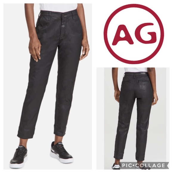 AG Jeans Caden Tailored Trouser Leatherette Jean {Ltt Lt Super Black} 29